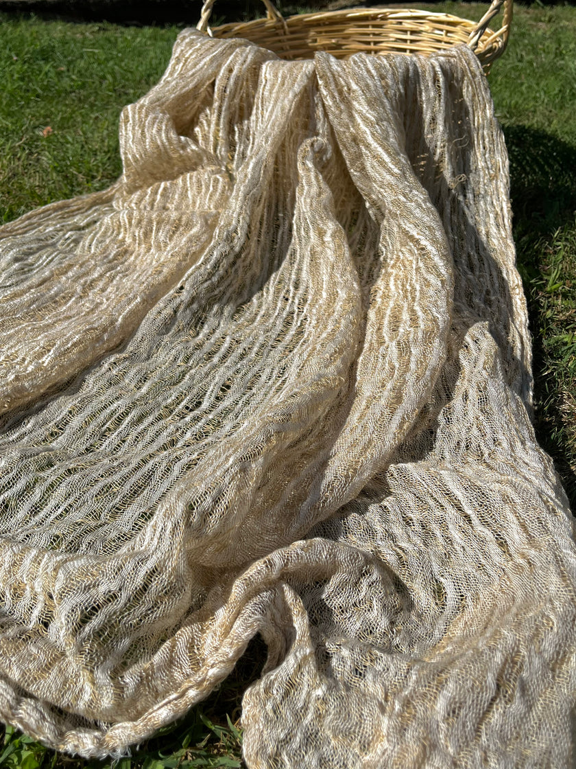 Metre Keten Kumaş, Organik Pamuklu Kumaş, Dokulu El Dokuma Yarı Şeffaf Doğal Kumaşlar.