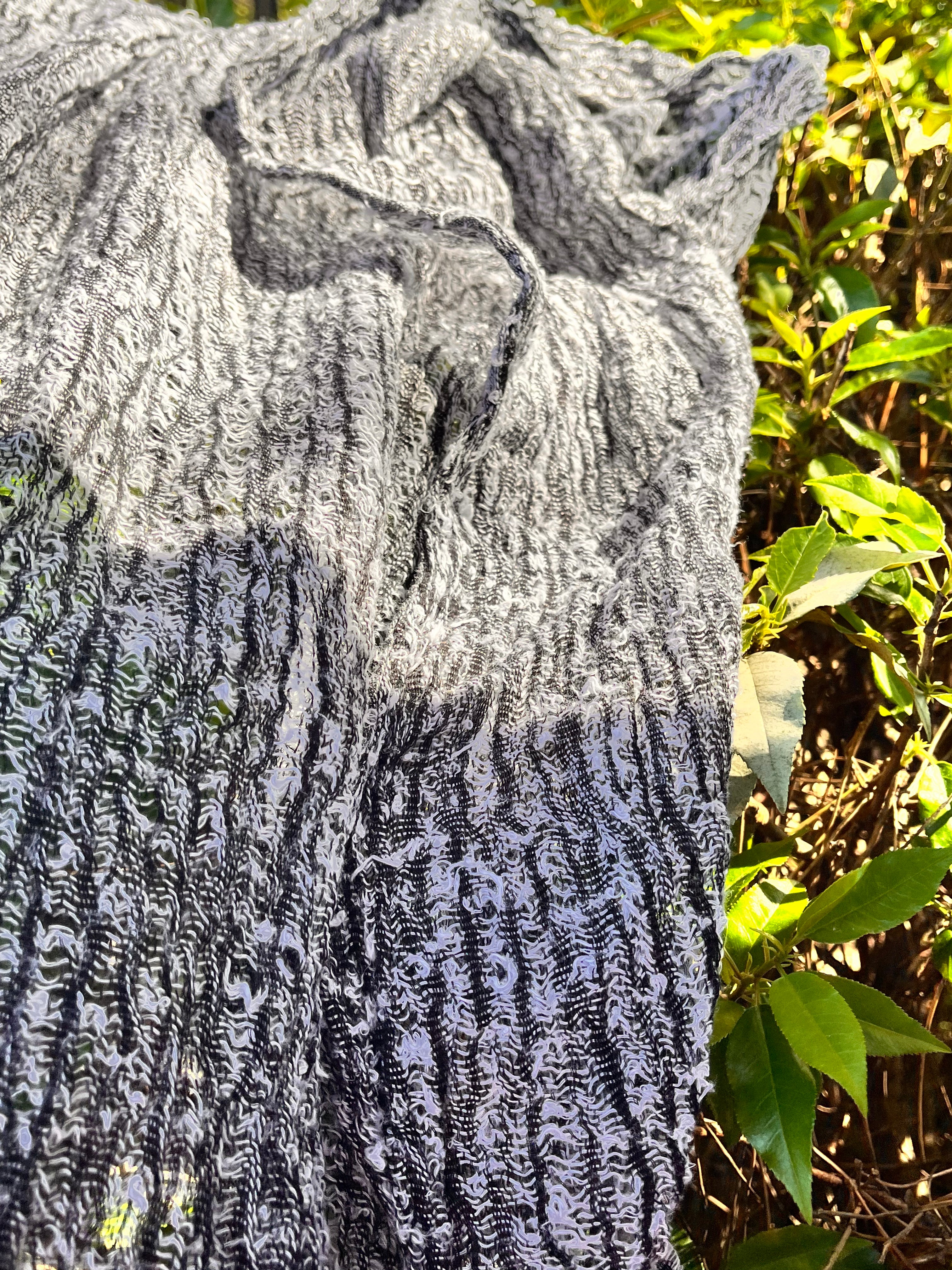 Black White Unique Natural Sheer, Textured Cotton Linen Mix Special Fabrics.