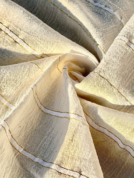 Tissu en coton biologique neutre non blanchi ivoire au mètre, tissu froissé, large largeur.