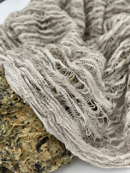 Stone Colour Unique Natural Sheer, Textured Cotton Linen Mix Special Fabrics.