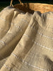Ivory Unbleached Gauze Organic Cotton Fabric With Glitter Stripes, Silver & Gold