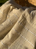 Ivory Unbleached Gauze Organic Cotton Fabric With Glitter Stripes, Silver & Gold