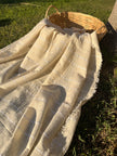 Ivory Unbleached Gauze Organic Cotton Fabric With Glitter Stripes, Silver & Gold