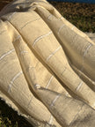 Ivory Unbleached Gauze Organic Cotton Fabric With Glitter Stripes, Silver & Gold