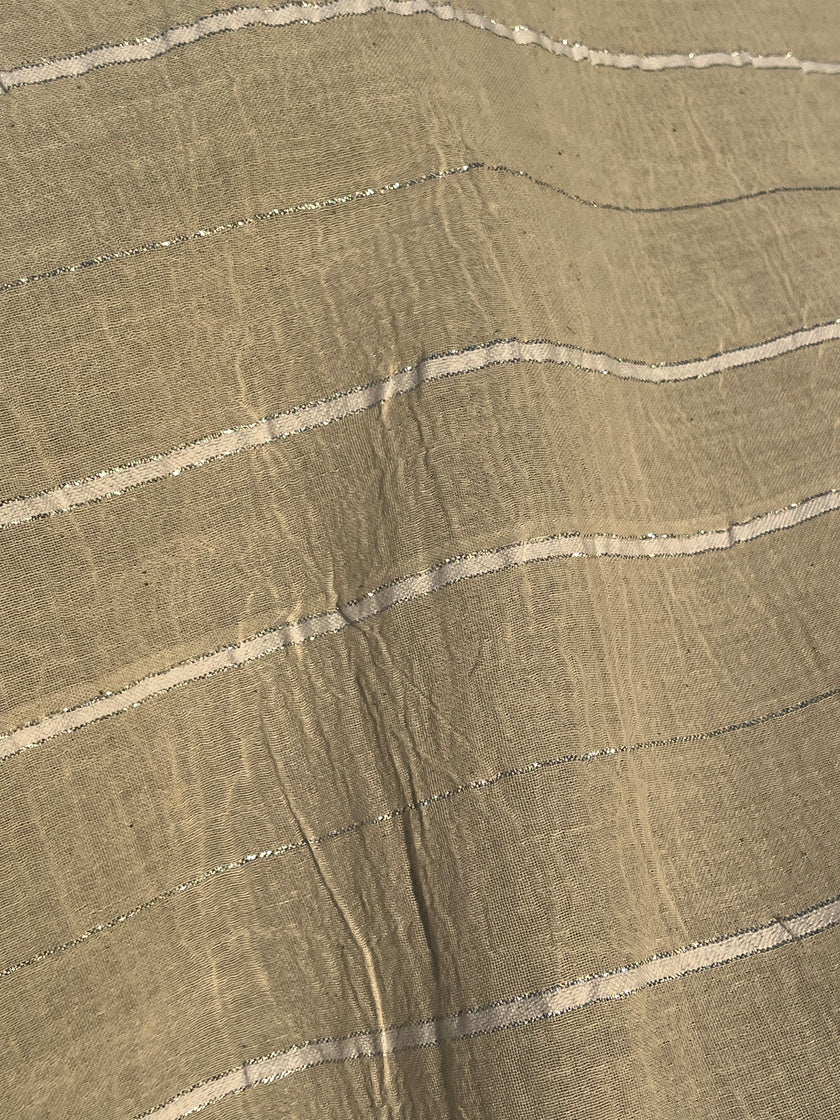 Metre ile Fildişi Ağartılmamış Nötr Organik Pamuklu Kumaş, Buruşuk Kumaş, Geniş En.