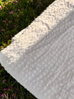 Ecru Cotton Linen Fabric By The Meter, Neutral Undyed Pin Stripes.