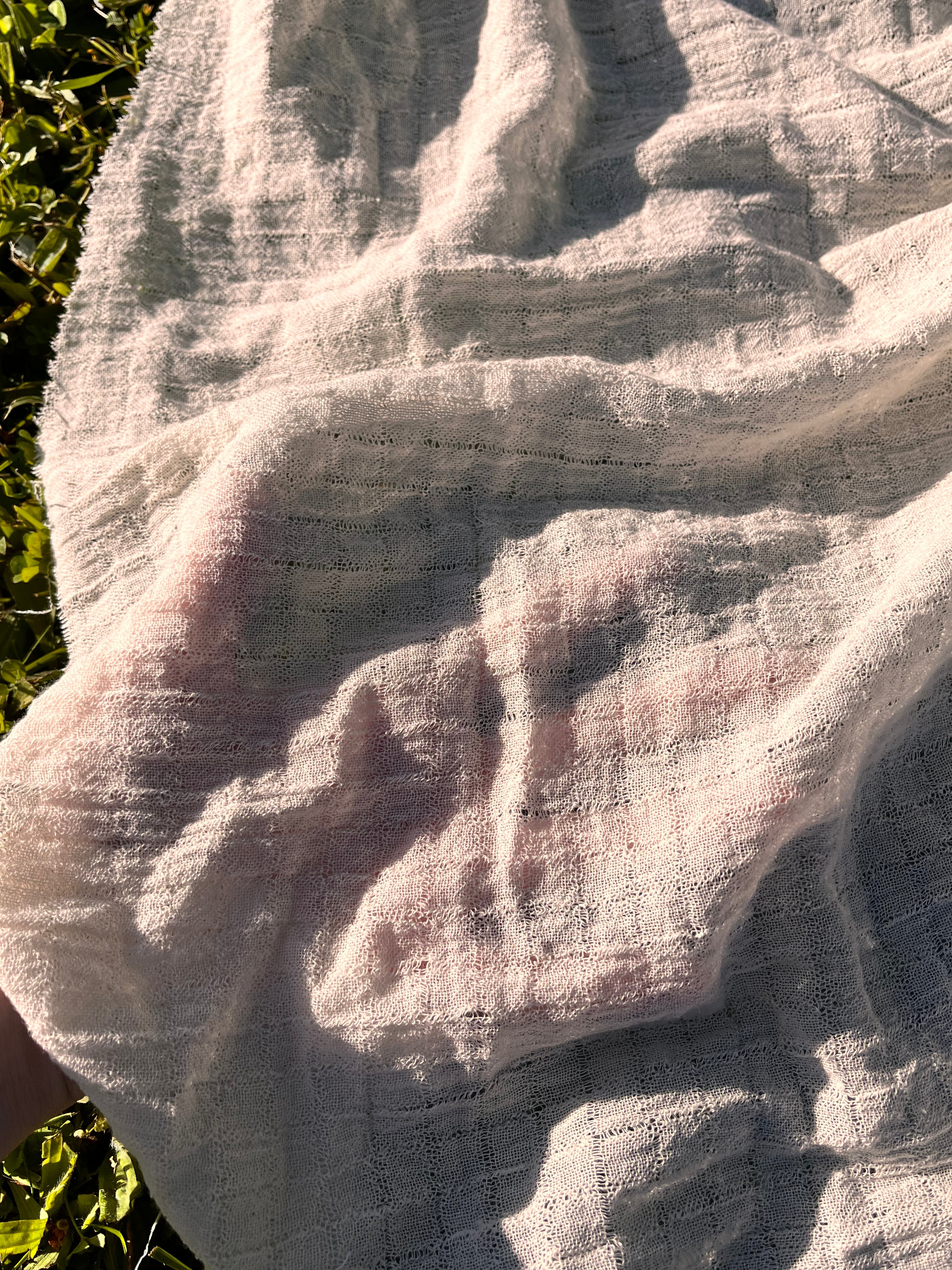 Check Weave Sheer Neutral Cotton Fabric