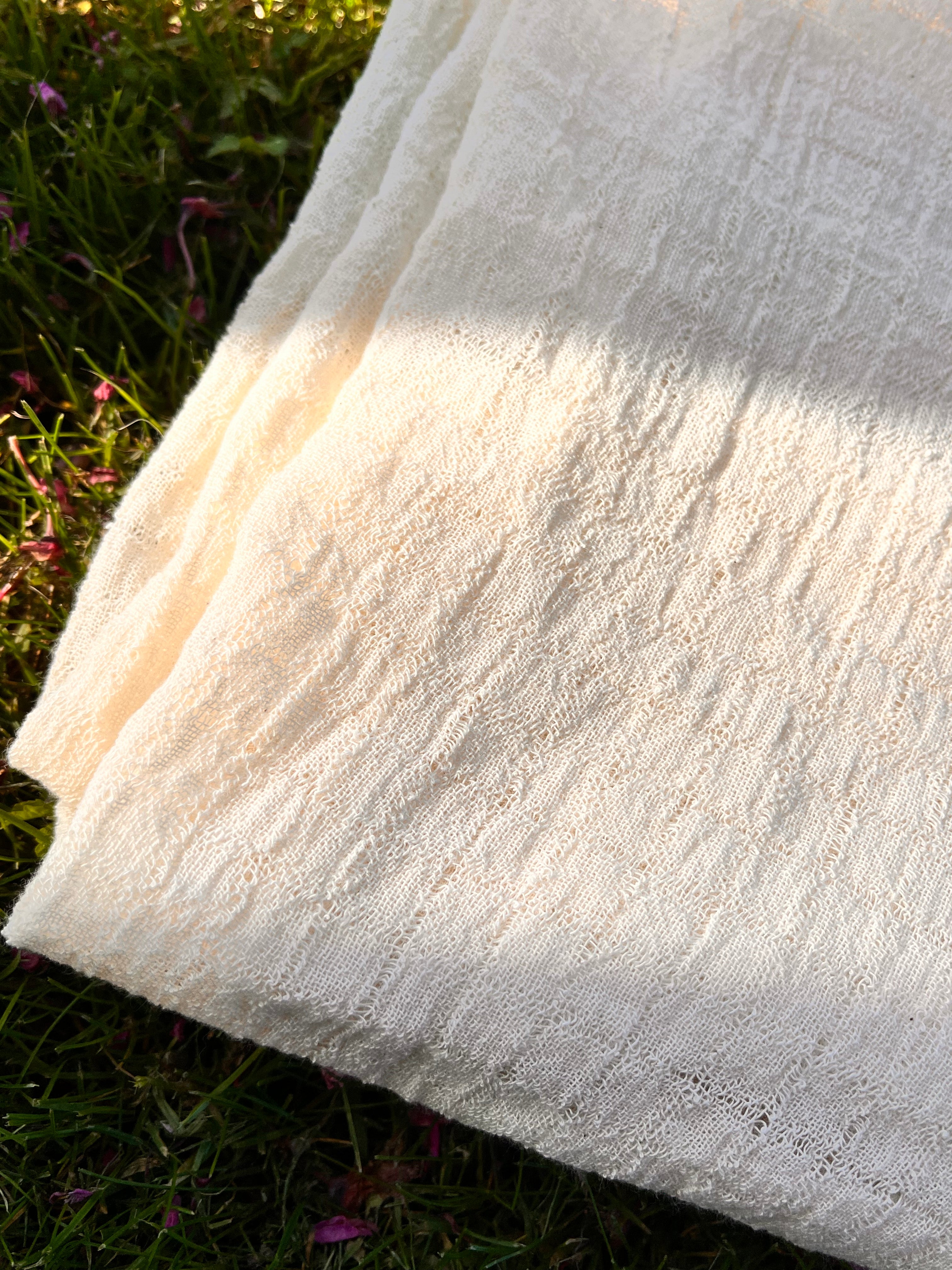 Check Weave Sheer Neutral Cotton Fabric