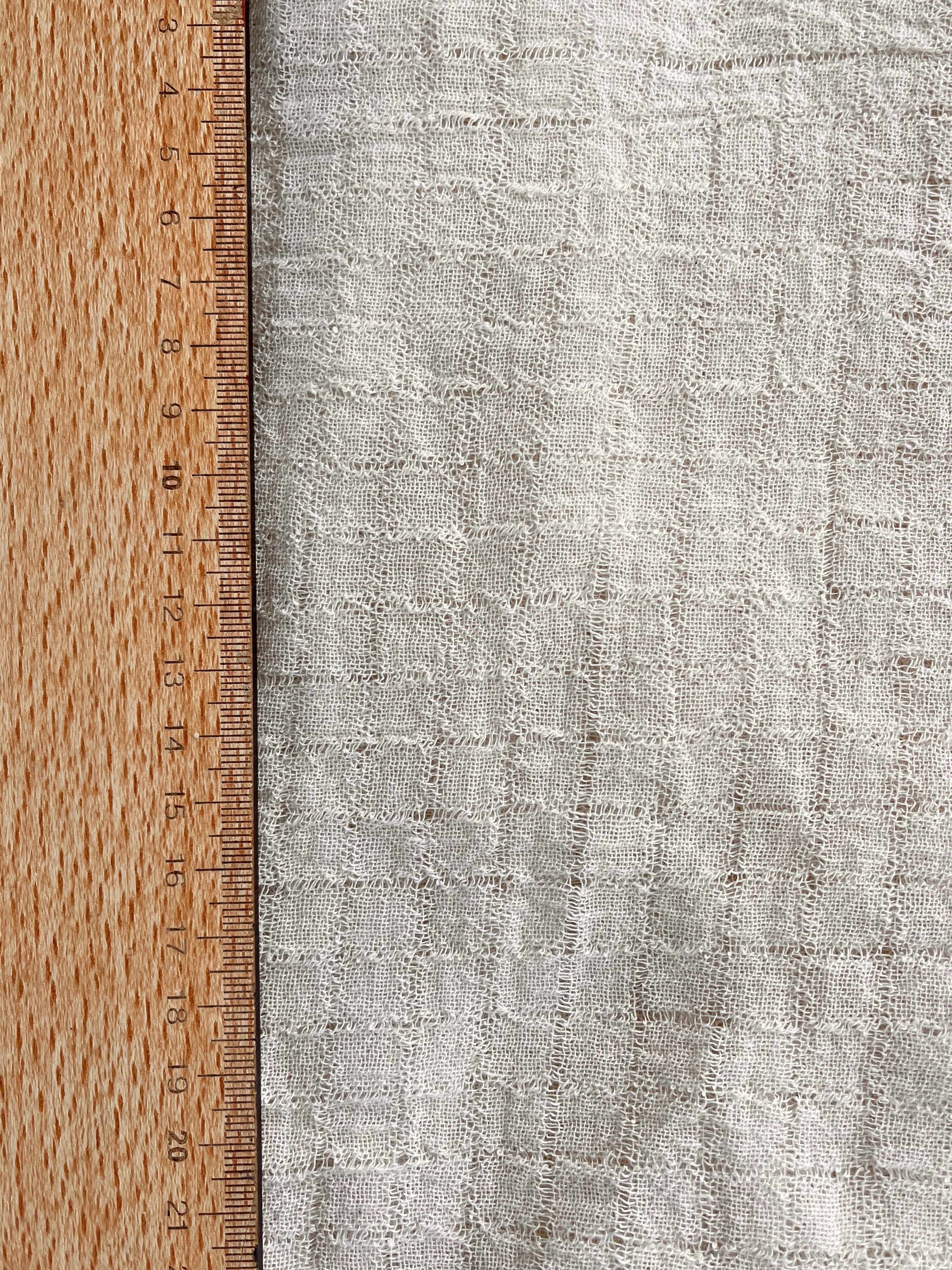 Check Weave Sheer Neutral Cotton Fabric