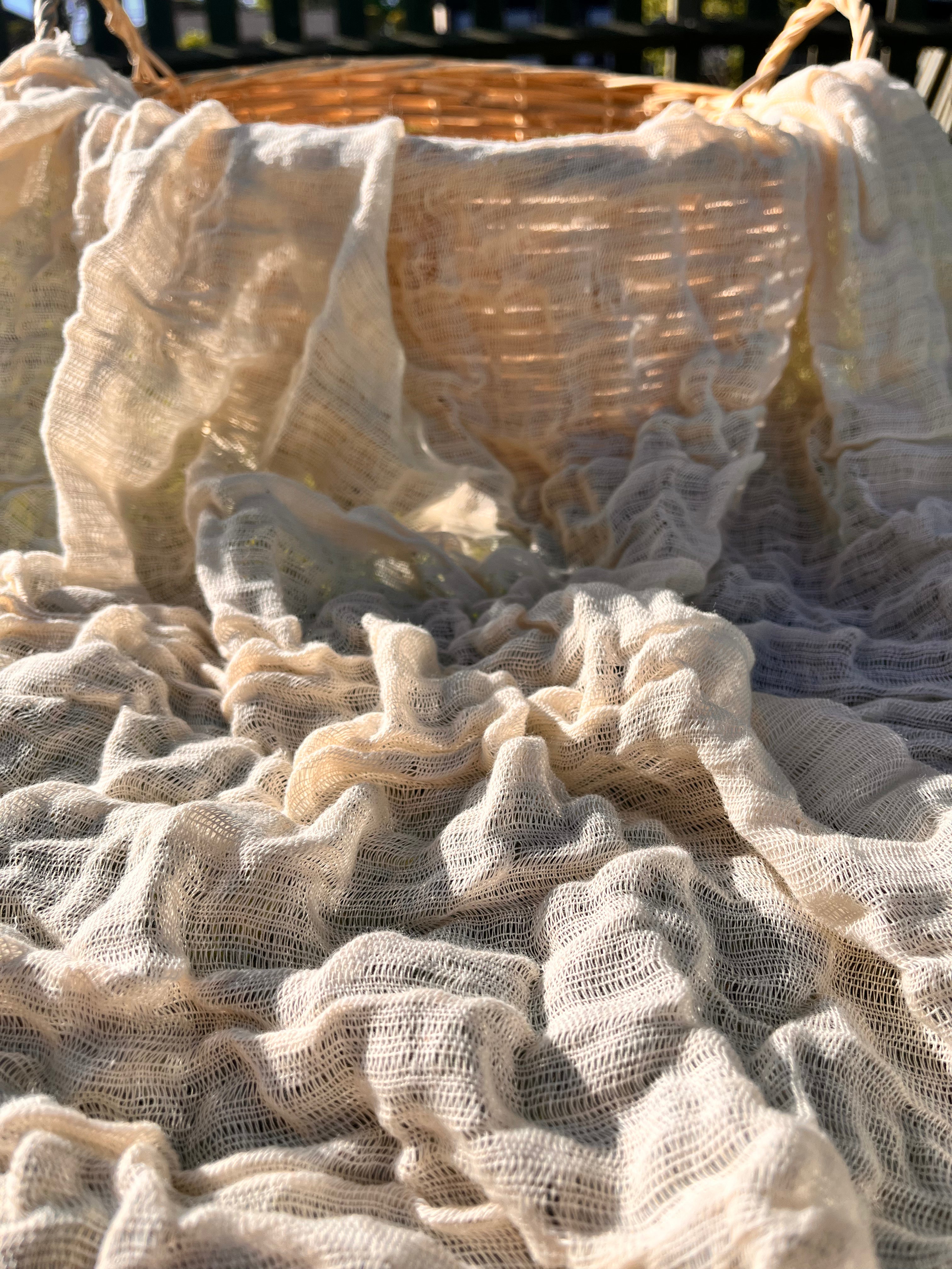 Hollow Gauze Organic Cotton Fabric,Beige White Herringbone Pattern Sheer