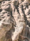 Hollow Gauze Organic Cotton Fabric,Beige White Herringbone Pattern Sheer