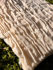 Hollow Gauze Organic Cotton Fabric,Beige White Herringbone Pattern Sheer