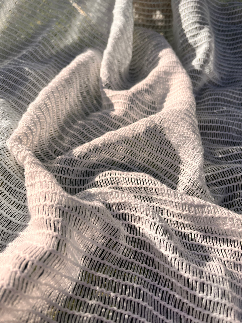 Mesh Knitted Cotton Soft Organic Fabric, White.