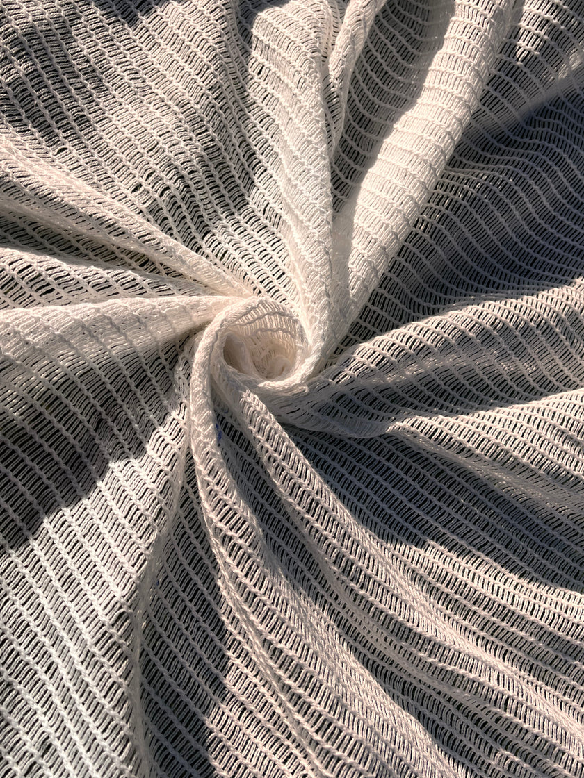 Mesh Knitted Cotton Soft Organic Fabric, White.