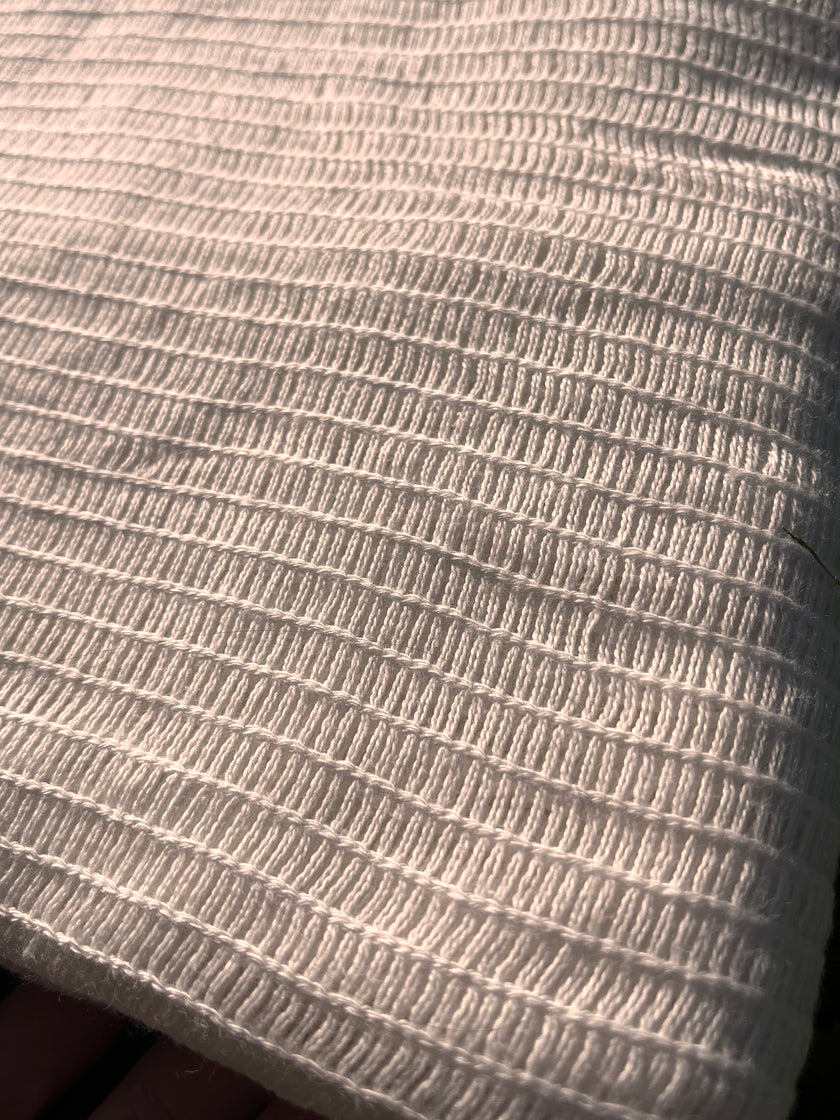 Mesh Knitted Cotton Soft Organic Fabric, White.