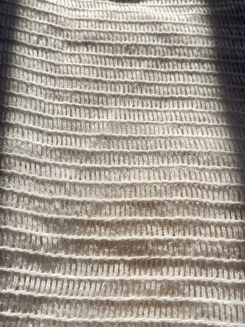 Mesh Knitted Cotton Soft Organic Fabric, White.