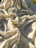 Green Striped Neutral Organic Cotton Fabric By The Meter.