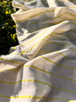 Green Striped Neutral Organic Cotton Fabric By The Meter.