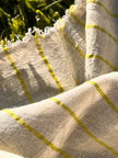 Green Striped Neutral Organic Cotton Fabric By The Meter.