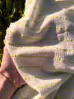 Green Striped Neutral Organic Cotton Fabric By The Meter.