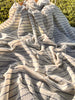 Navy - Black Striped Neutral Organic Cotton Fabric By The Meter.