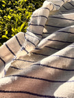Navy - Black Striped Neutral Organic Cotton Fabric By The Meter.