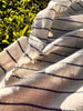 Navy - Black Striped Neutral Organic Cotton Fabric By The Meter.