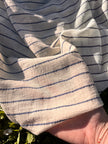Navy - Black Striped Neutral Organic Cotton Fabric By The Meter.