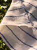 Navy - Black Striped Neutral Organic Cotton Fabric By The Meter.