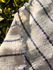 Navy - Black Striped Neutral Organic Cotton Fabric By The Meter.