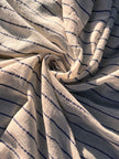 Navy - Black Striped Neutral Organic Cotton Fabric By The Meter.