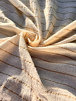 Beige Striped Neutral Organic Cotton Fabric By The Meter.