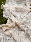 Neutral Textured Cotton Stretchy Crinkle Fabric.