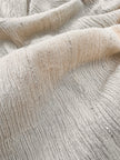 Neutral Stretchy Crinkle Cotton Fabric, Textured Surface Silver Glitter Stripes.