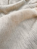 Neutral Stretchy Crinkle Cotton Fabric, Textured Surface Silver Glitter Stripes.