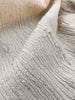 Neutral Stretchy Crinkle Cotton Fabric, Textured Surface Silver Glitter Stripes.