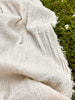 Neutral Stretchy Crinkle Cotton Fabric, Textured Surface Silver Glitter Stripes.
