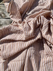 Beige Striped- Black Striped- Brown Striped Neutral Organic Cotton Fabric.