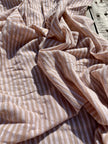 Beige Striped- Black Striped- Brown Striped Neutral Organic Cotton Fabric.