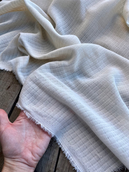 Check Weave Sheer Neutral Organic Cotton Fabric By The Meter.