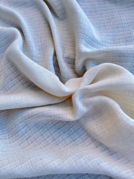 Check Weave Sheer Neutral Organic Cotton Fabric By The Meter.