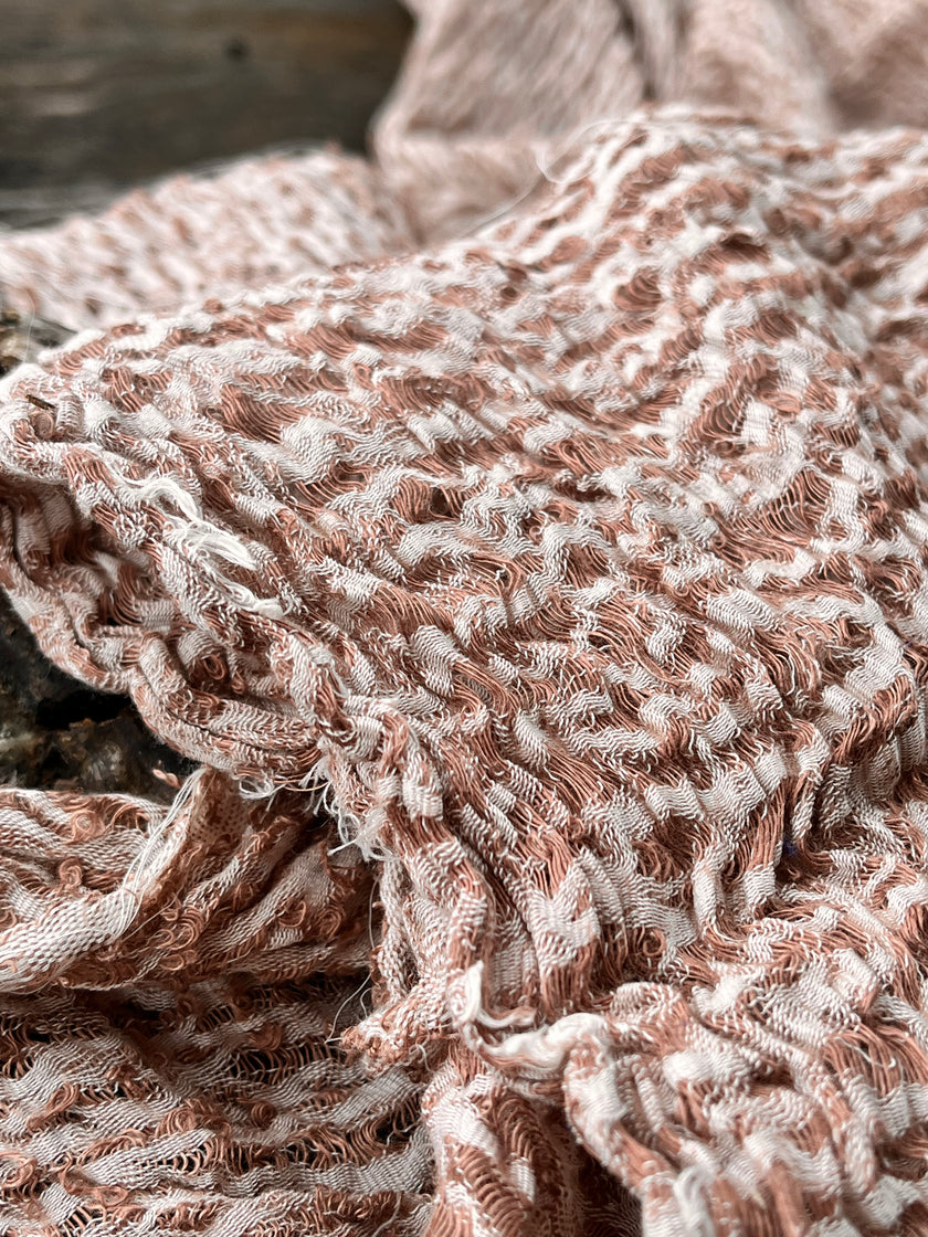 Metre Kare Kahverengi Keten Kumaş, Organik Pamuklu Kumaş, Dokulu El Dokuma Yarı Şeffaf Doğal Kumaşlar.