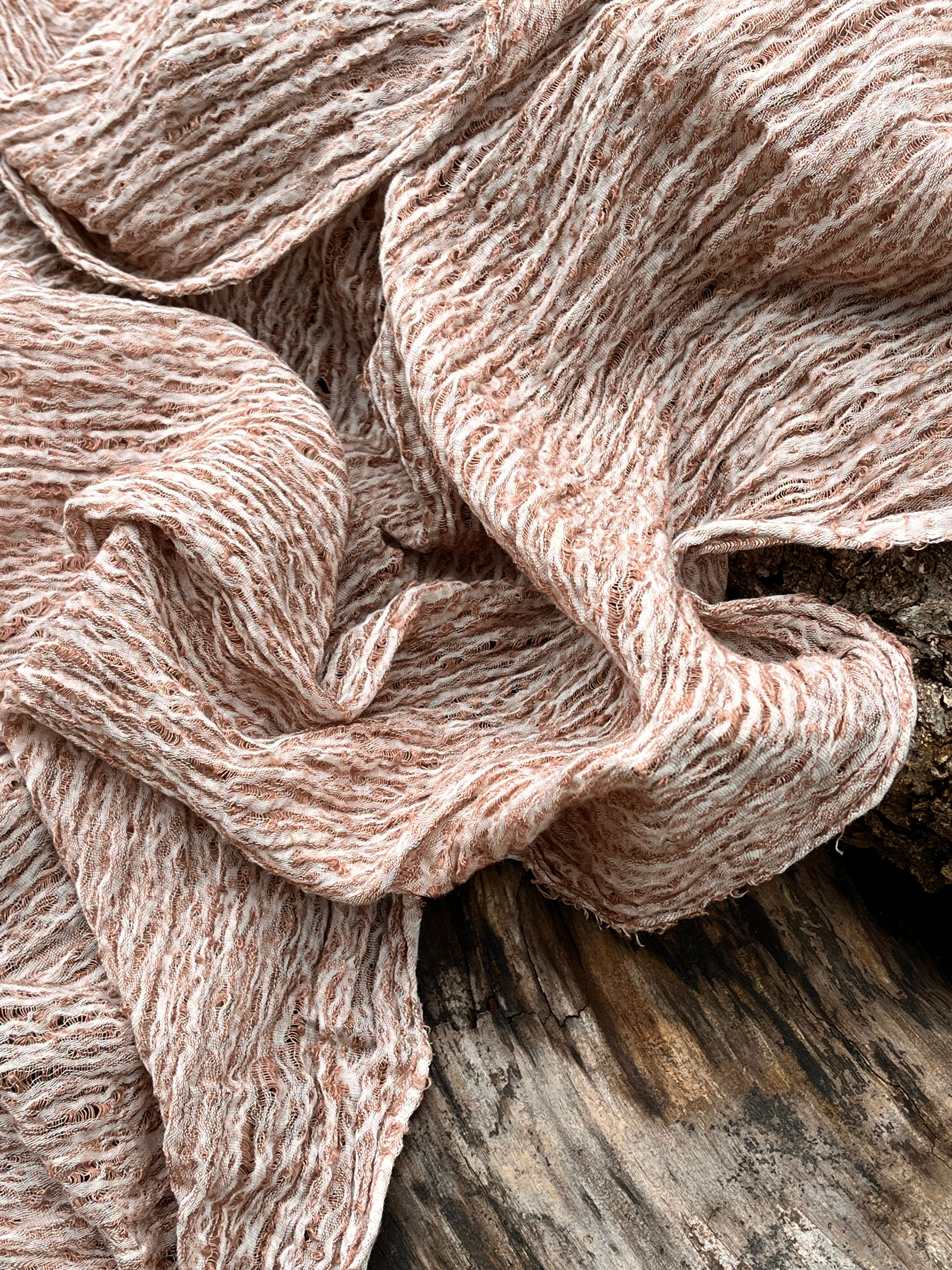 Brown Linen Fabric By The Yard Textured Handloom Semi-Sheer Natural Fabrics.