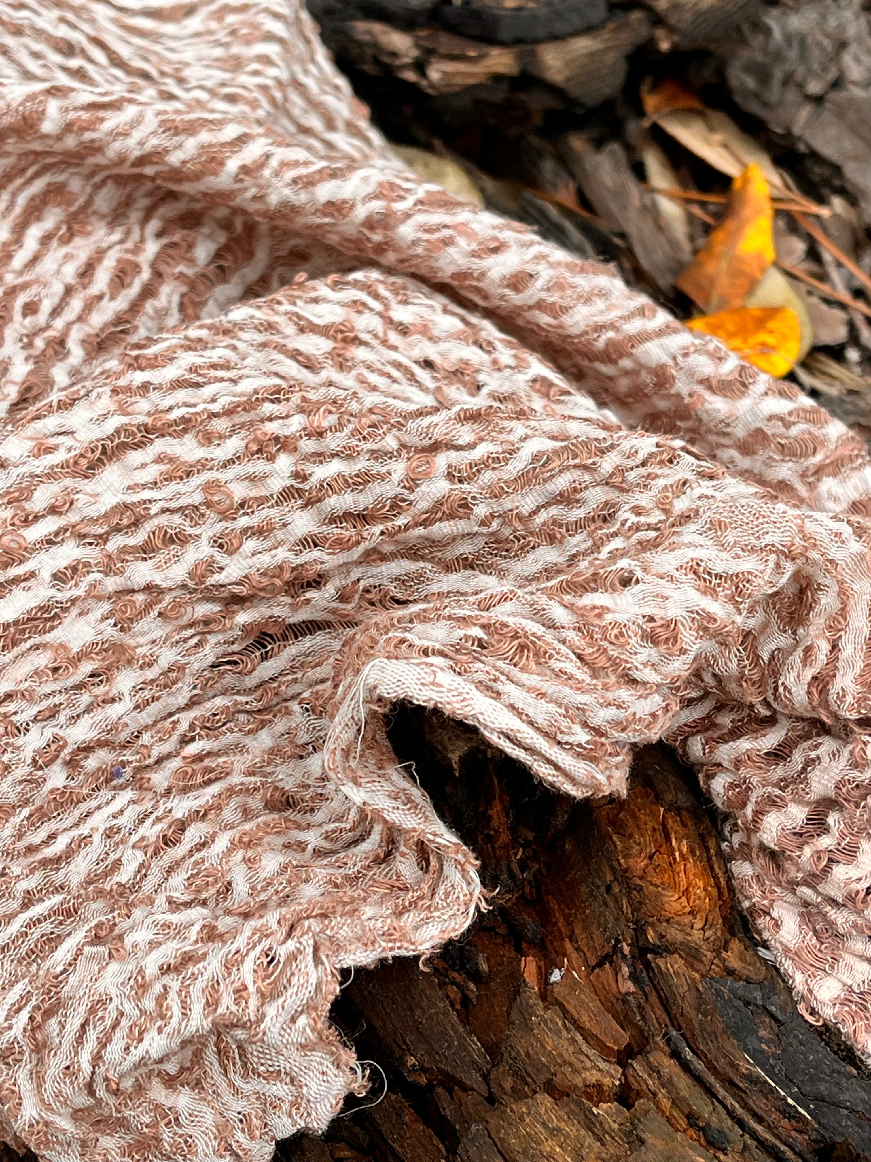Brown Linen Fabric By The Yard Textured Handloom Semi-Sheer Natural Fabrics.