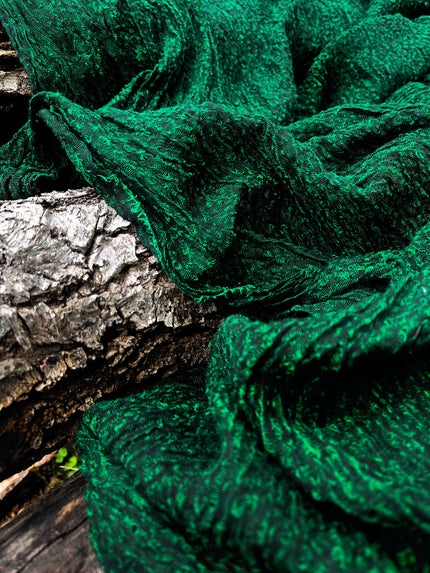 Green Linen Textured Fabric By The Yard, Organic Cotton Fabric.
