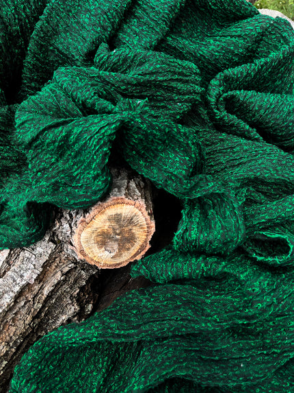 Green Linen Textured Fabric By The Yard, Organic Cotton Fabric.