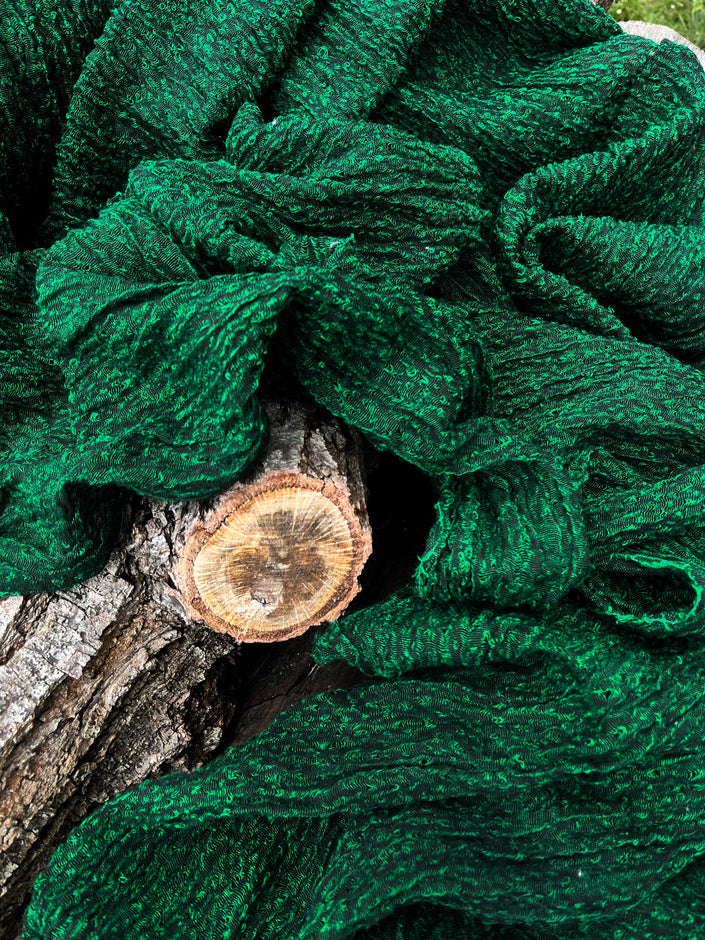 Green Linen Textured Fabric By The Yard, Organic Cotton Fabric.