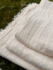 White Pin Striped Neutral Organic Cotton Fabric By The Meter.