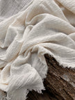 White Pin Striped Neutral Organic Cotton Fabric By The Meter.