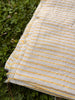 Yellow Striped Organic Cotton Fabric By The Meter, Crinkle Fabric With Pin Stripes.